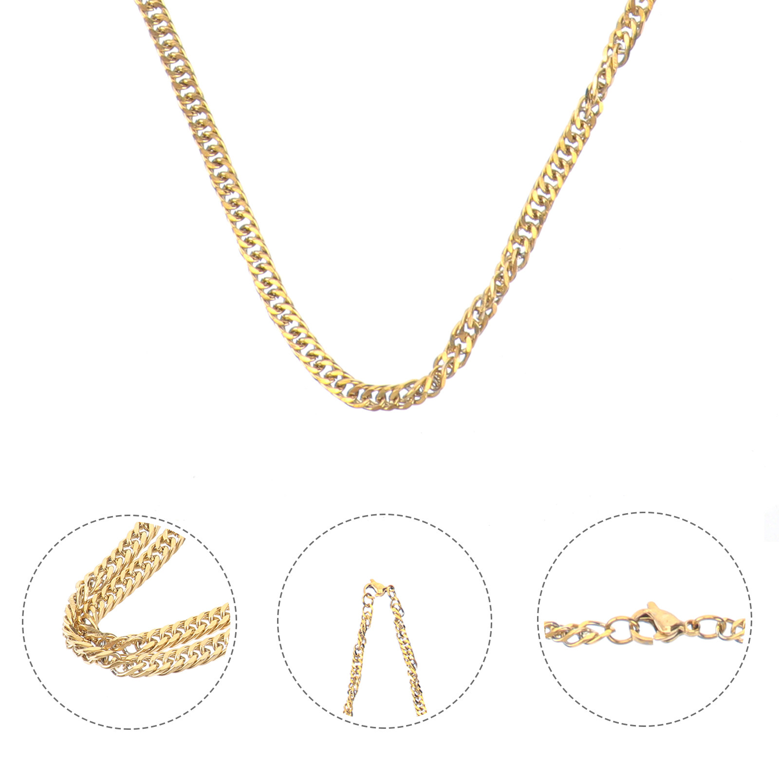 Men Accessories Chain - 1Pcs Gold Double Buckle Chain Titanium