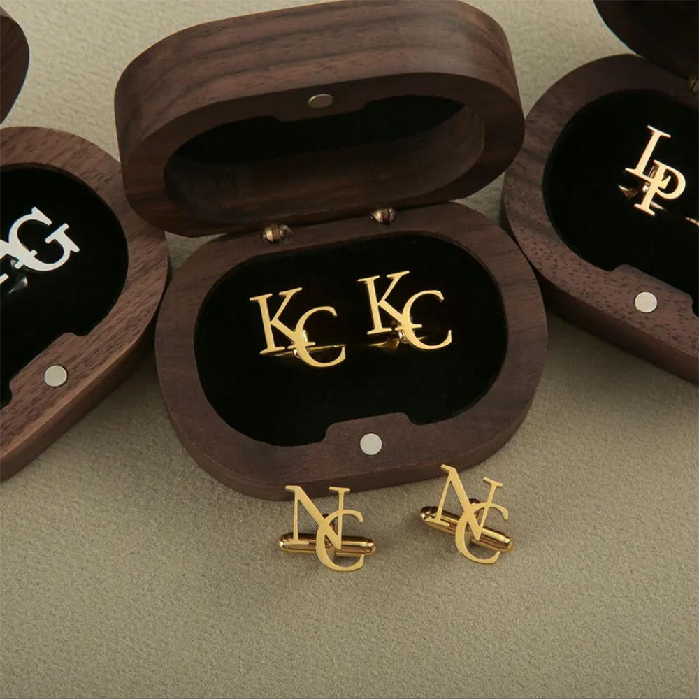 Cufflink Box Set - Personalized First Letter Combination Cufflinks, Groom
