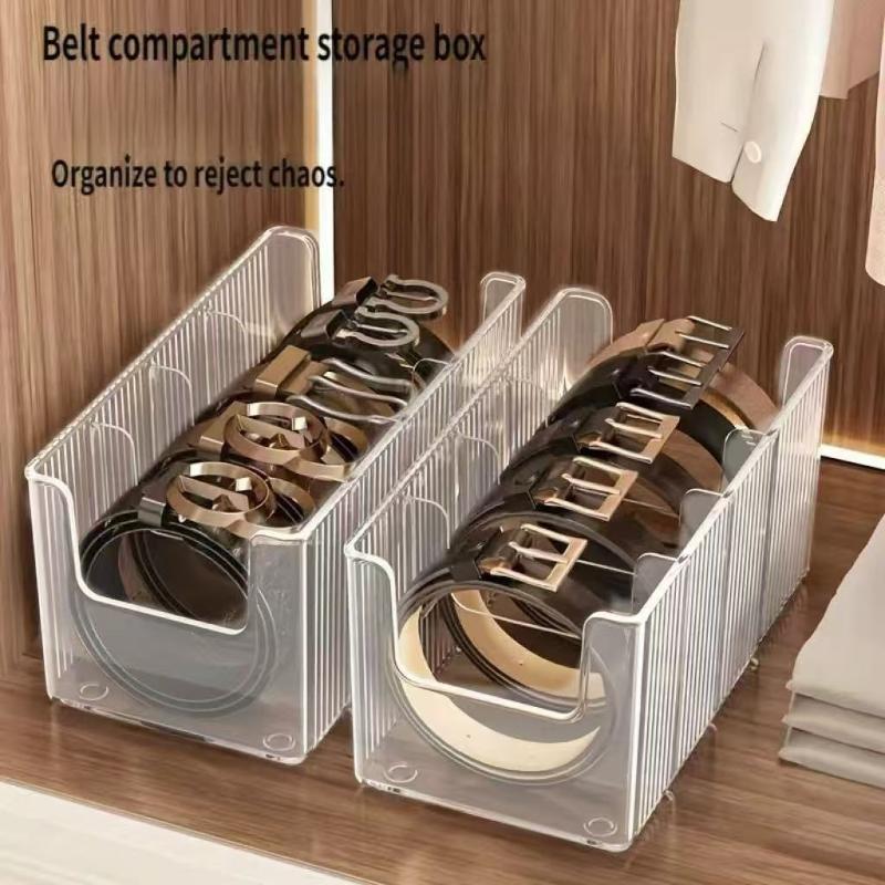 Men Accessories Drawer - 4 Grids Plastic Belt Storage Organizer