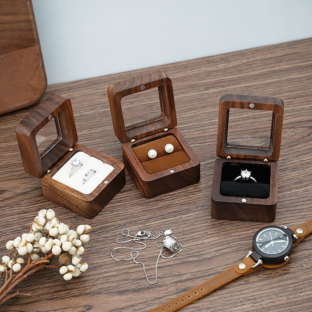 Black Walnut Solid Ring Box Si - đánh giá và giá Cufflink Box Set