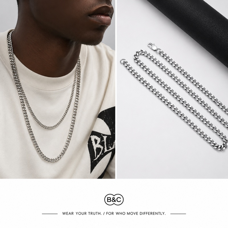 B&C Simple Titanium Cuban Chai - đánh giá và giá Men Accessories Chain