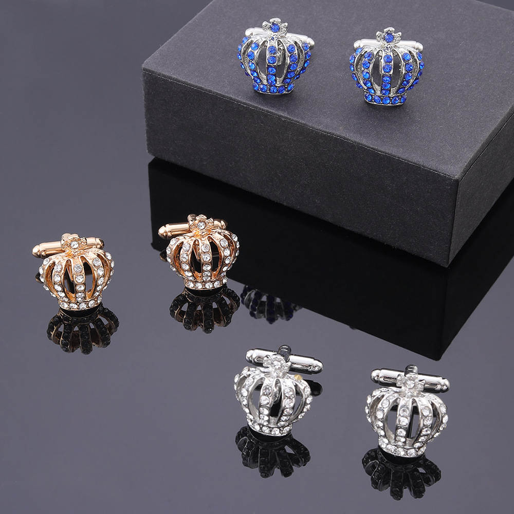 Full Rhinestone Crown Metal Cu - đánh giá và giá Cufflink Box Set