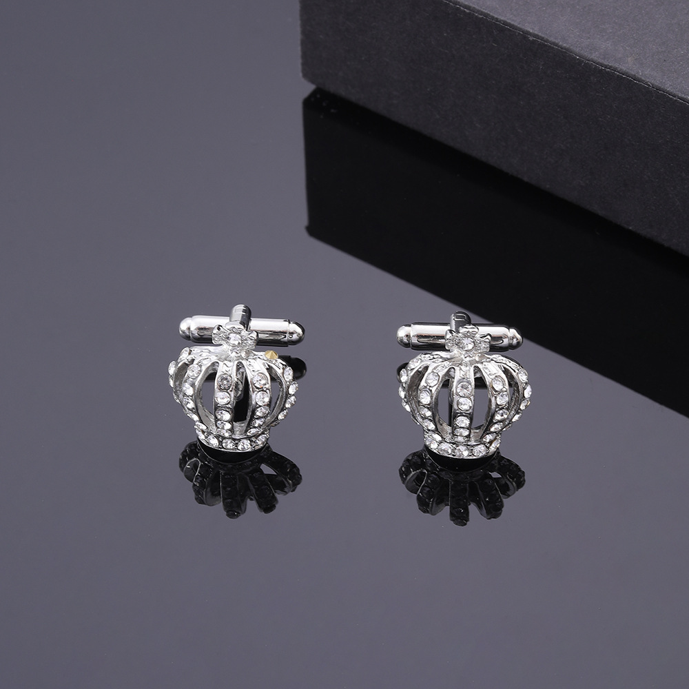 Full Rhinestone Crown Metal Cu - đánh giá và giá Cufflink Box Set