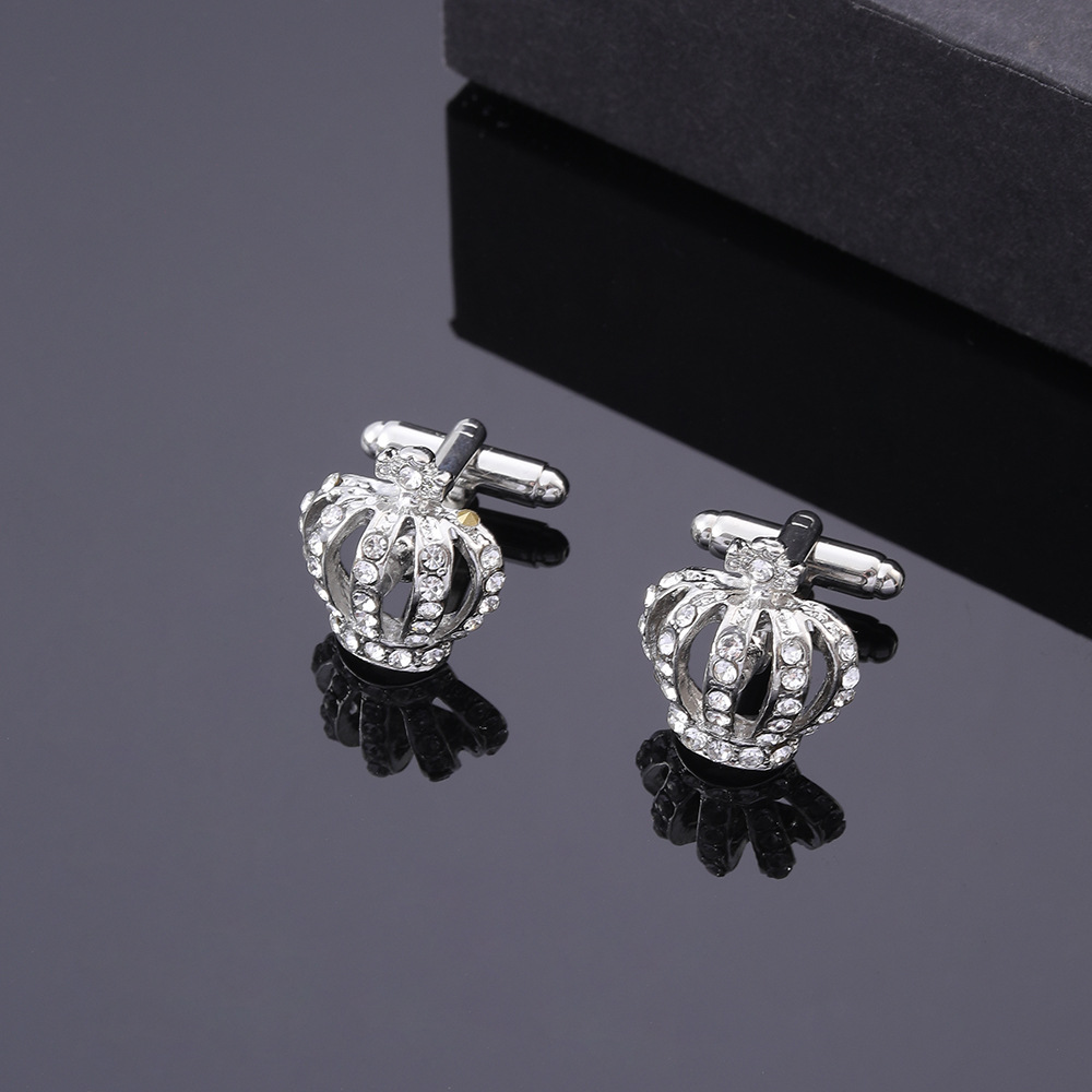 Full Rhinestone Crown Metal Cu - đánh giá và giá Cufflink Box Set