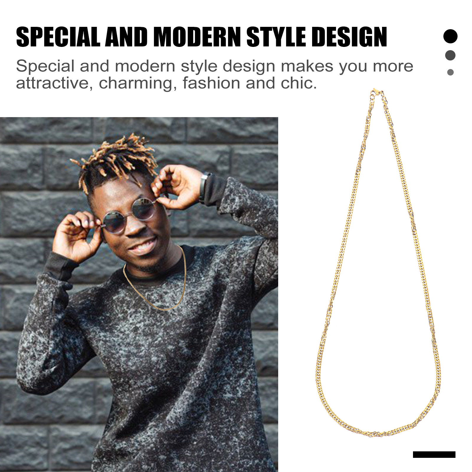 1Pcs Gold Double Buckle Chain  - đánh giá và giá Men Accessories Chain