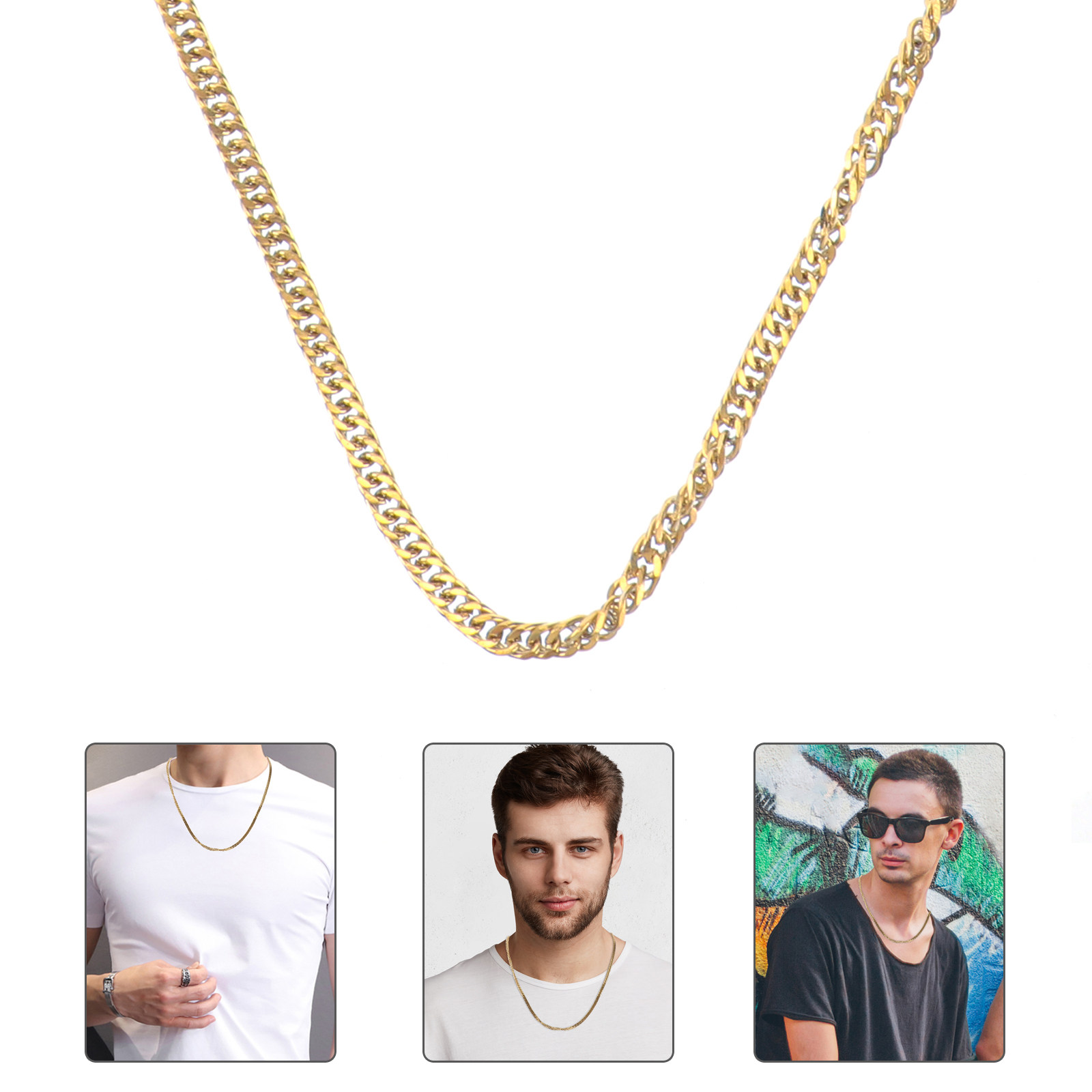 1Pcs Gold Double Buckle Chain  - đánh giá và giá Men Accessories Chain