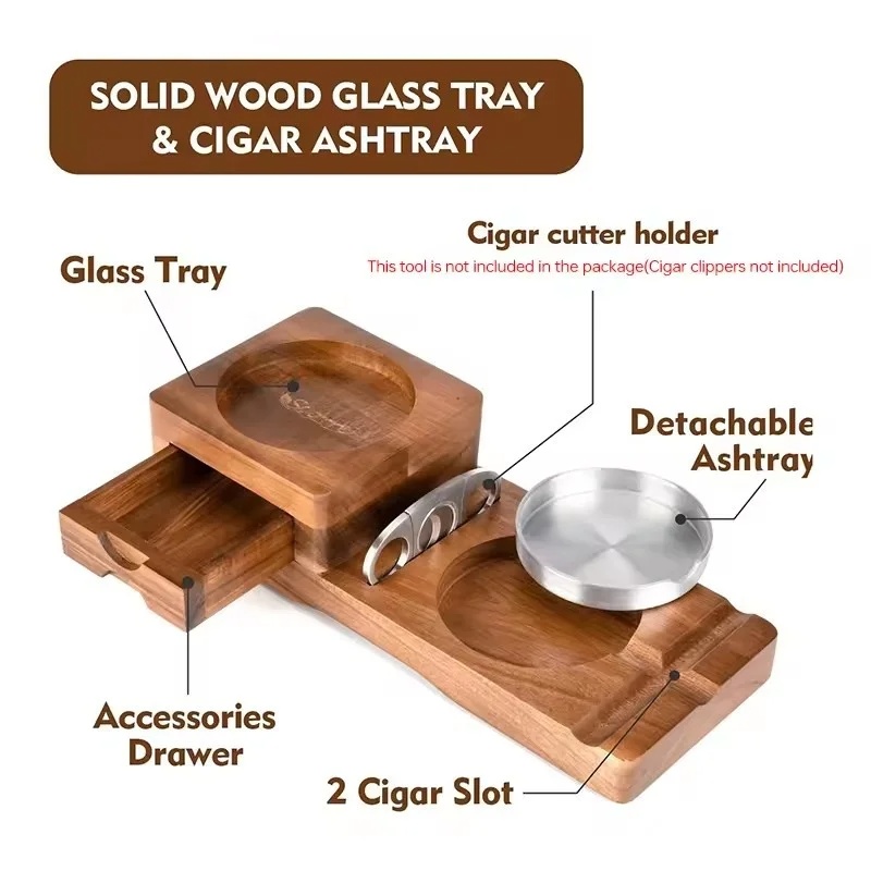 Wooden Cigar Ashtray with Draw - đánh giá và giá Men Accessories Drawer